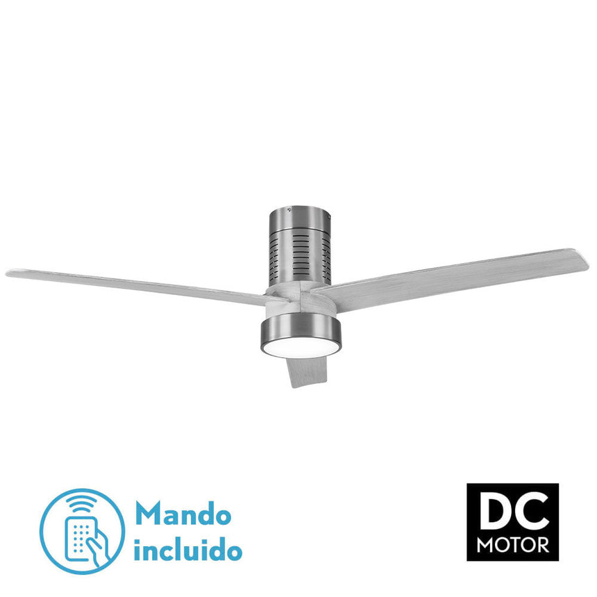 Ventilador de techo Fabrilamp Teo LED níquel gris 3 palas motor DC 3000-6000K Ø139cm 24W — vista 1