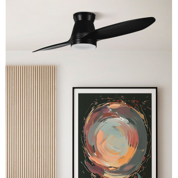 Ventilador de techo Fabrilamp Nordic LED negro 2 palas motor DC Ø132cm 24W 207891209