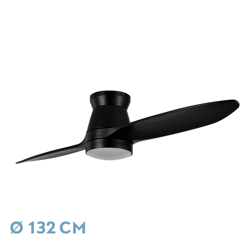 Ventilador de techo Fabrilamp Nordic LED negro 2 palas motor DC 3000-6000K Ø132cm 24W — vista 3