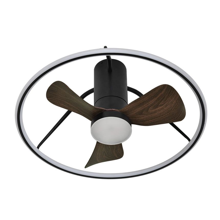 Ventilador de techo Fabrilamp Oporto LED negro marrón 3 palas motor DC 3000-6000K Ø66cm 46W — vista 3