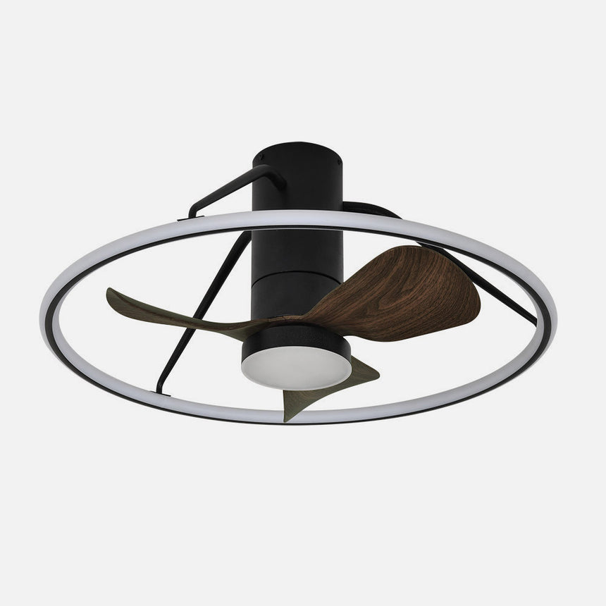 Ventilador de techo Fabrilamp Oporto LED negro marrón 3 palas motor DC 3000-6000K Ø66cm 46W — vista 2