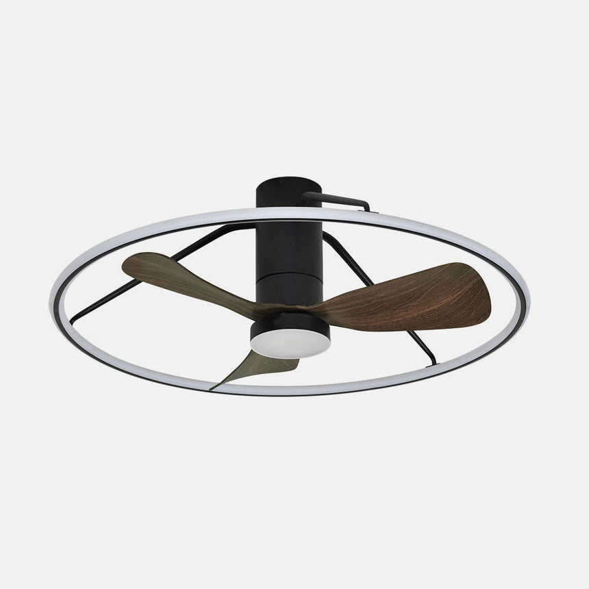 Ventilador de techo Fabrilamp Oporto LED negro marrón 3 palas motor DC 3000-6000K Ø84cm 56W — vista 2