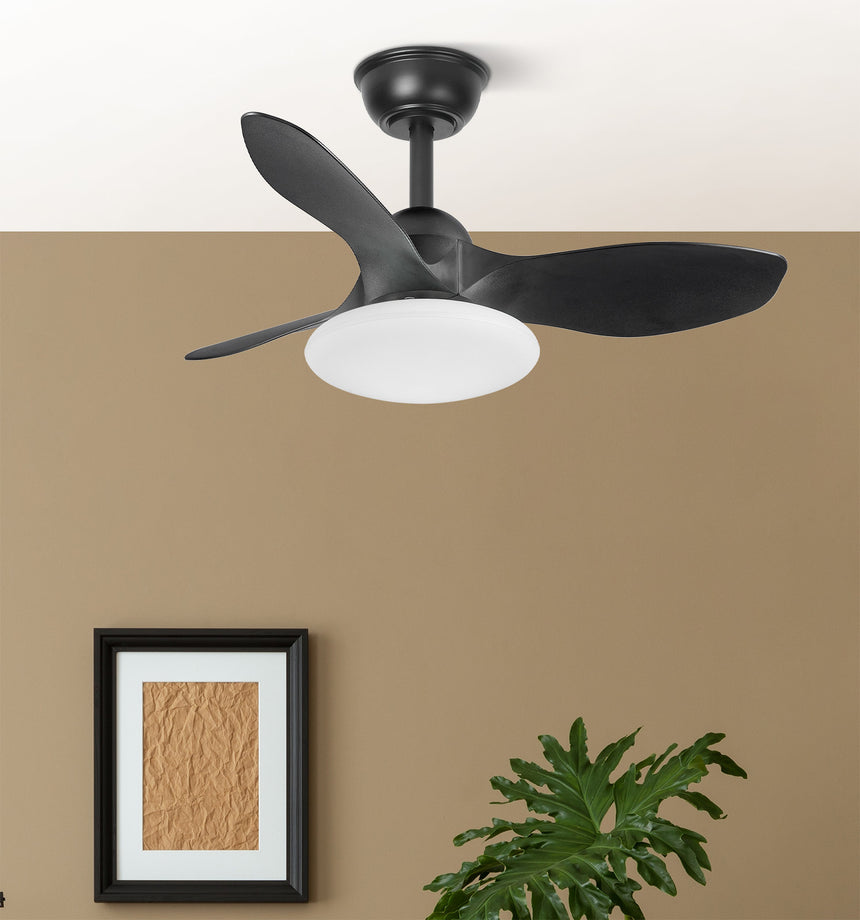 Ventilador de techo Fabrilamp Paramo LED negro 3 palas motor DC 3000-6000K Ø82cm 36W — vista 3