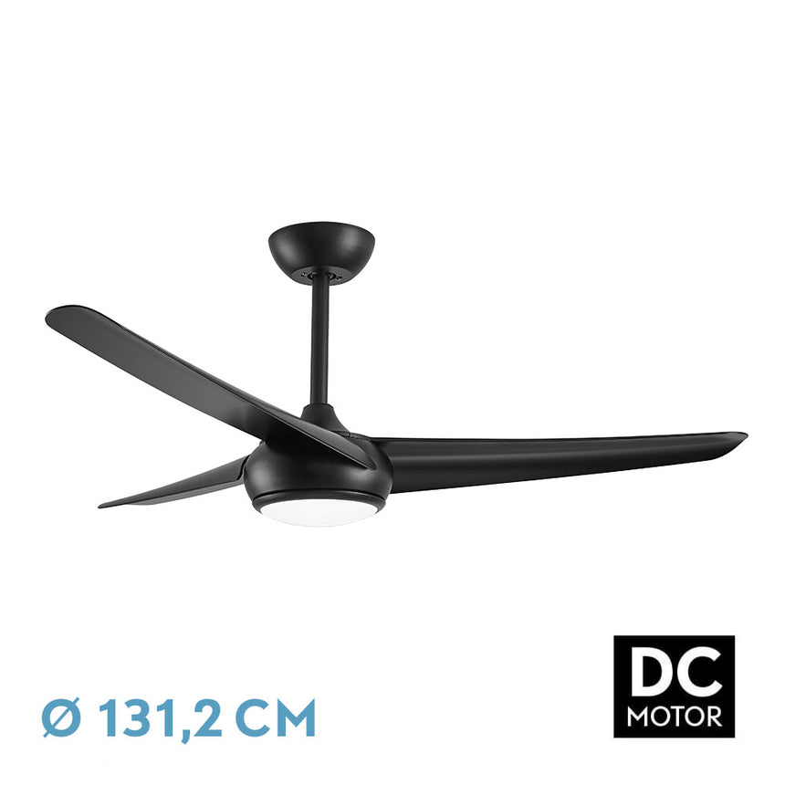 Ventilador de techo Fabrilamp Patras LED negro 3 palas motor DC 3000-6000K Ø131cm 24W — vista 1