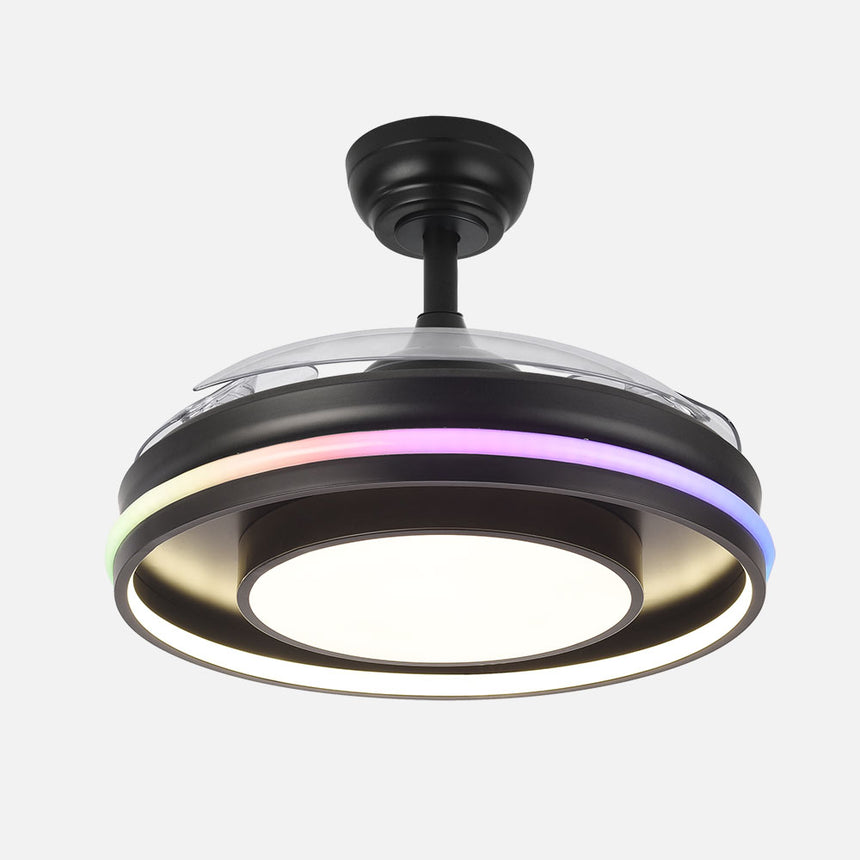 Ventilador de techo retráctil Fabrilamp Pitufo LED negro 3 palas motor DC 3000-6500K Ø107cm 57W — vista 4
