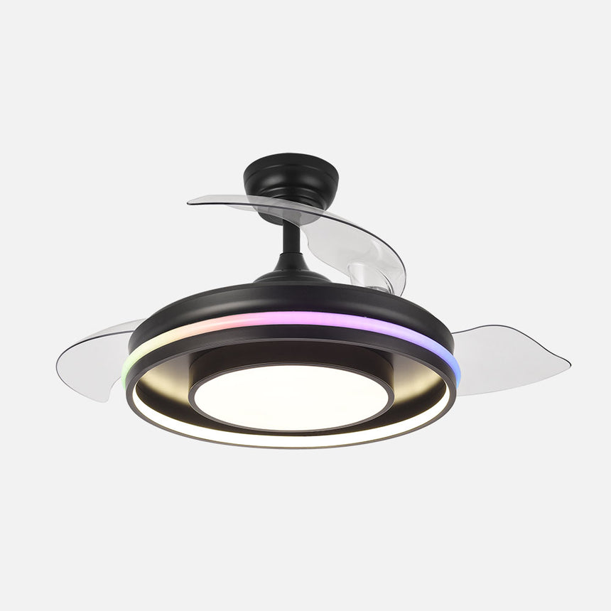 Ventilador de techo retráctil Fabrilamp Pitufo LED negro 3 palas motor DC 3000-6500K Ø107cm 57W — vista 3