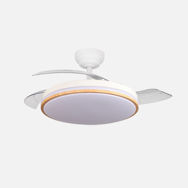 Ventilador de techo retráctil Fabrilamp Relampago LED blanco haya 3 palas motor DC Ø107cm 60W 258891368