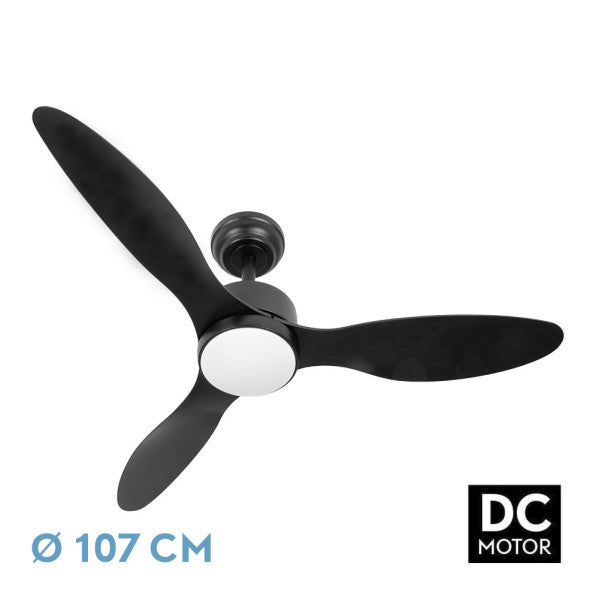Ventilador de techo Fabrilamp Serpa LED negro 3 palas motor DC Ø107cm 24W 209491309