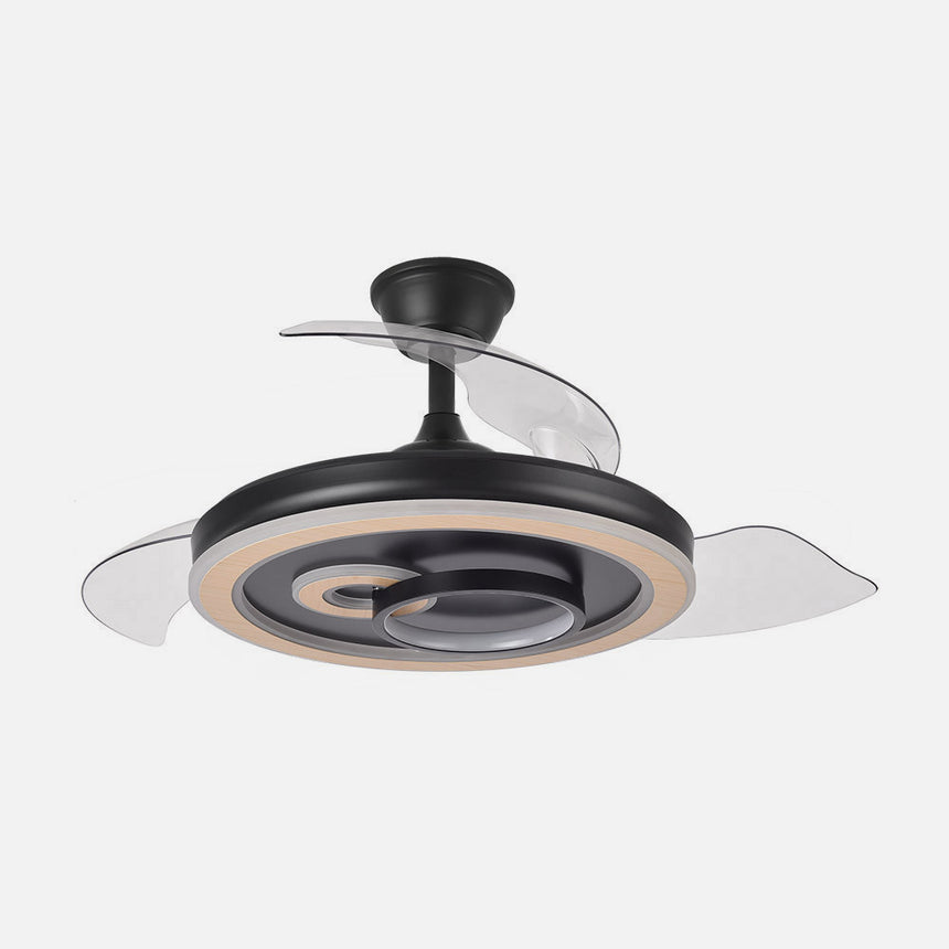 Ventilador de techo retráctil Fabrilamp Sultan LED negro madera 3 palas motor DC 3000-6500K Ø107cm — vista 2