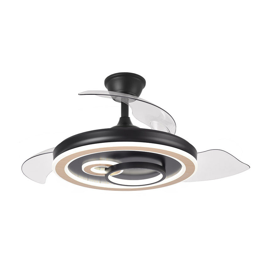Ventilador de techo retráctil Fabrilamp Sultan LED negro madera 3 palas motor DC 3000-6500K Ø107cm — vista 3