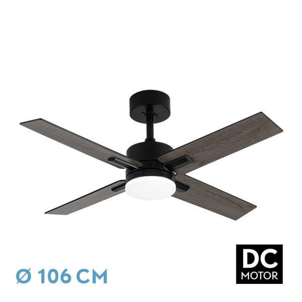 Ventilador de techo Fabrilamp Talco LED negro gris 4 palas motor DC Ø106cm 20W 206891409