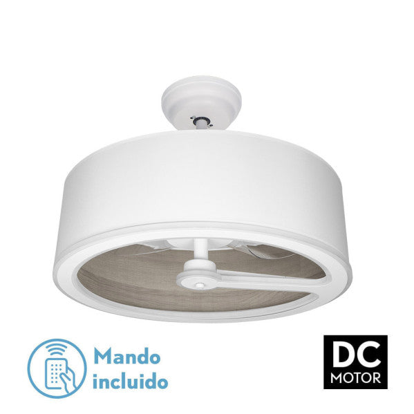 Ventilador de techo con luz Fabrilamp Tatiana LED blanco madera gris 3 palas motor DC Ø62cm 110W 189191383