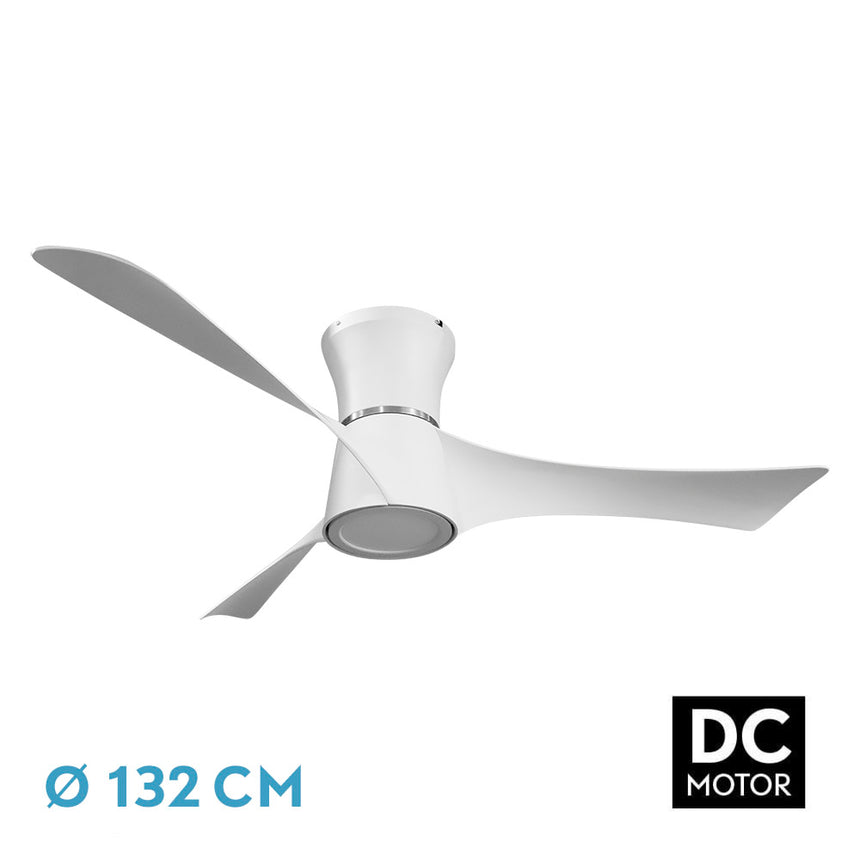 Ventilador de techo Fabrilamp Tianas LED blanco 3 palas motor DC 3000-6000K Ø132cm 18W — vista 3
