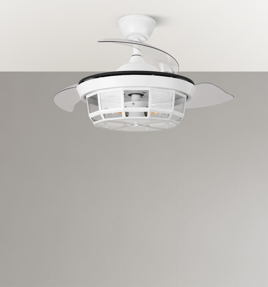 Ventilador de techo retráctil Fabrilamp Tornado LED blanco 3 palas motor DC Ø91cm — vista 4