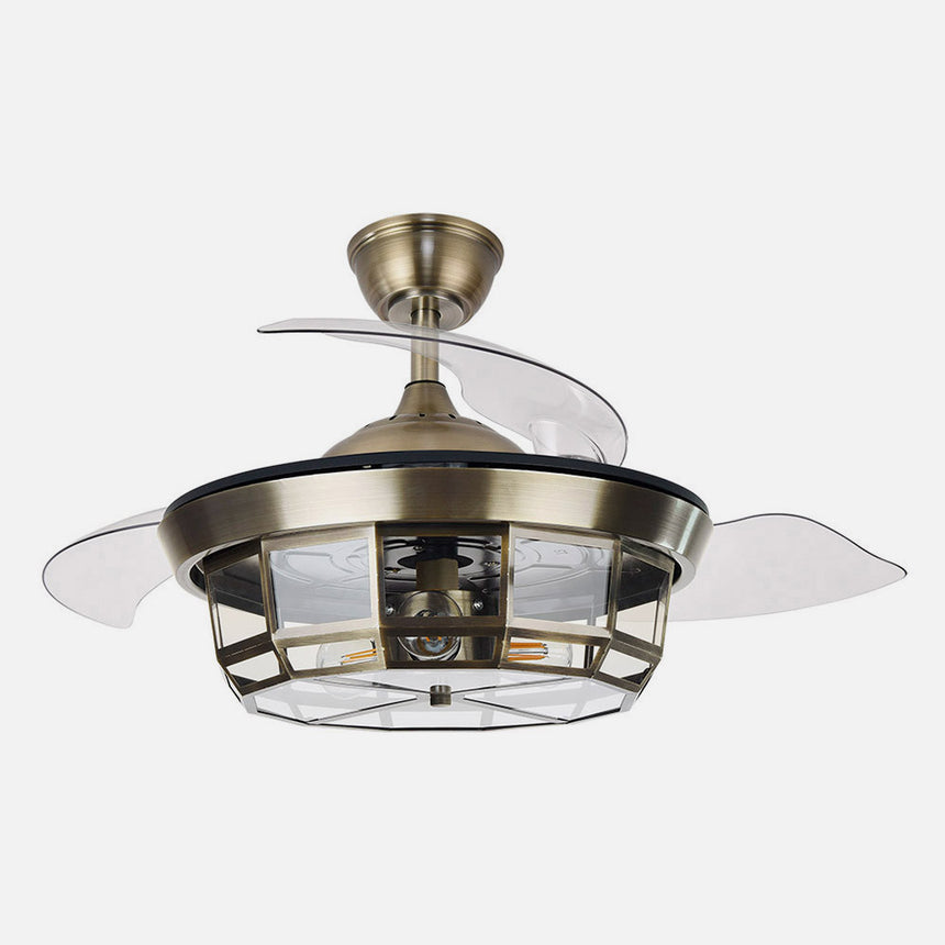 Ventilador de techo retráctil Fabrilamp Tornado LED cuero 3 palas motor DC Ø91cm — vista 2