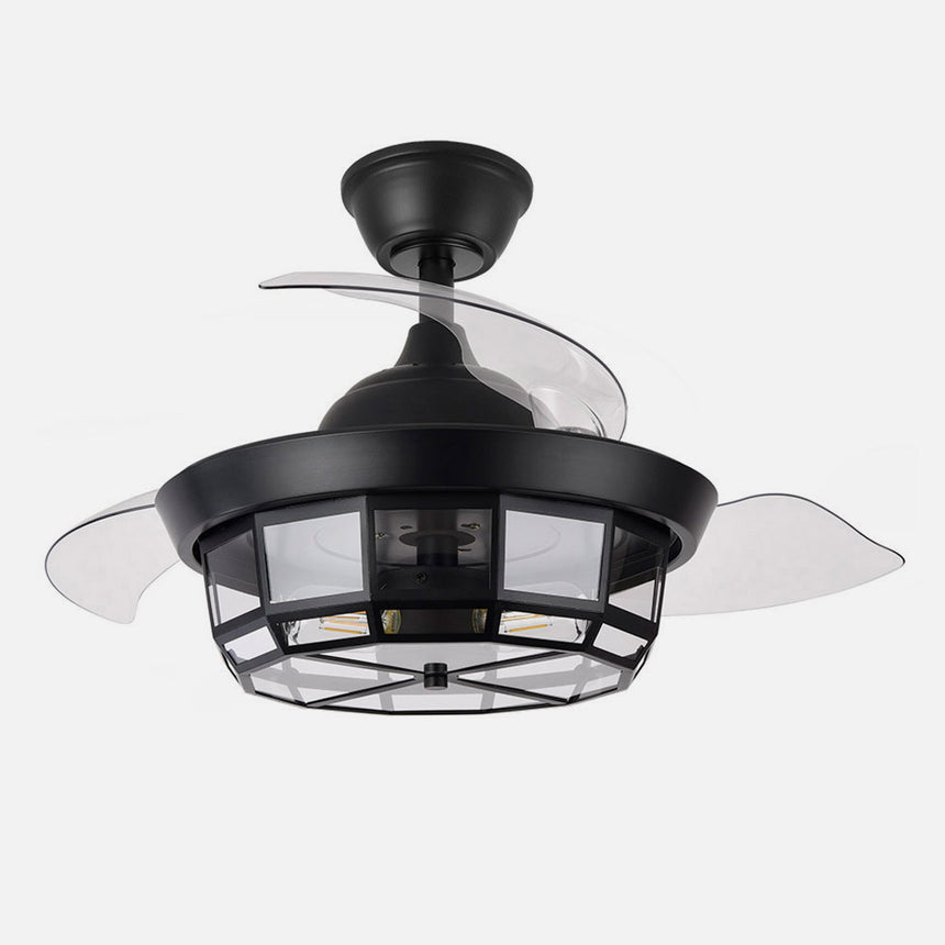 Ventilador de techo retráctil Fabrilamp Tornado LED negro 3 palas motor DC Ø91cm — vista 2