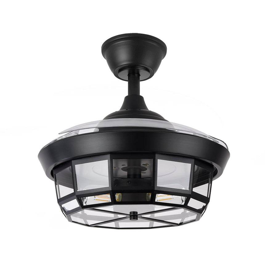 Ventilador de techo retráctil Fabrilamp Tornado LED negro 3 palas motor DC Ø91cm — vista 3