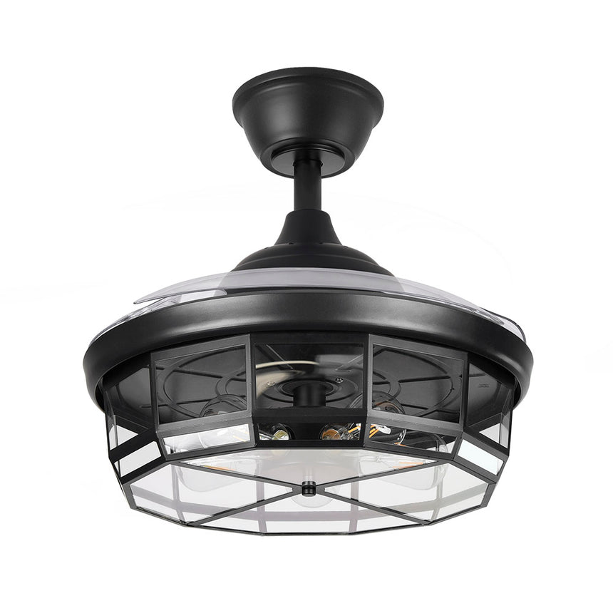 Ventilador de techo retráctil Fabrilamp Tornado LED negro 3 palas motor DC Ø107cm — vista 3