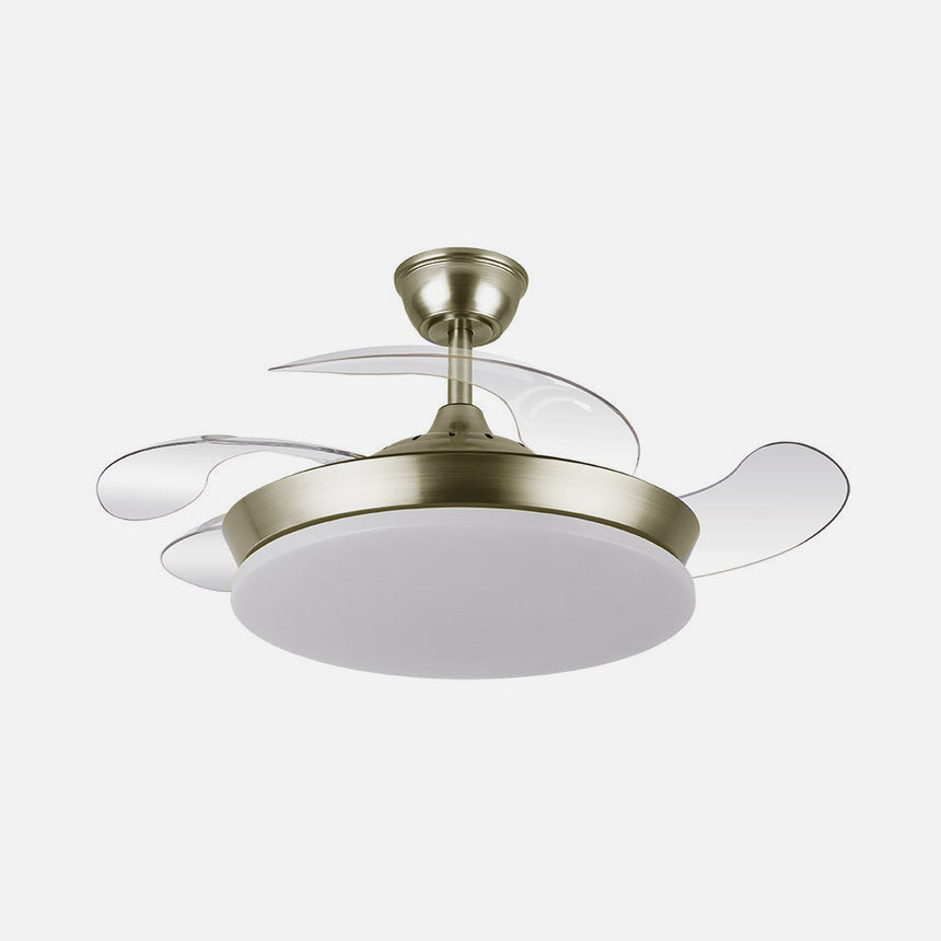 Ventilador de techo retráctil Fabrilamp Tridente LED cuero 4 palas motor DC 3000-6000K Ø91cm 59W — vista 2