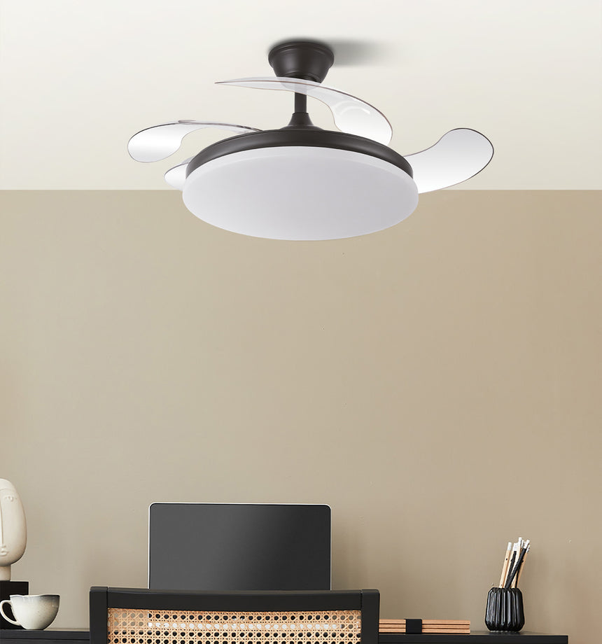 Ventilador de techo retráctil Fabrilamp Tridente LED negro 4 palas motor DC 3000-6000K Ø91cm 59W — vista 4