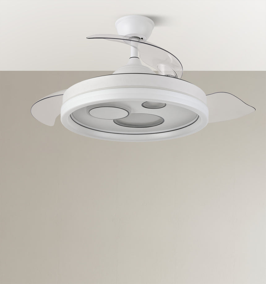 Ventilador de techo retráctil Fabrilamp Turia LED blanco 3 palas motor DC 3000-6000K Ø107cm 72W — vista 7