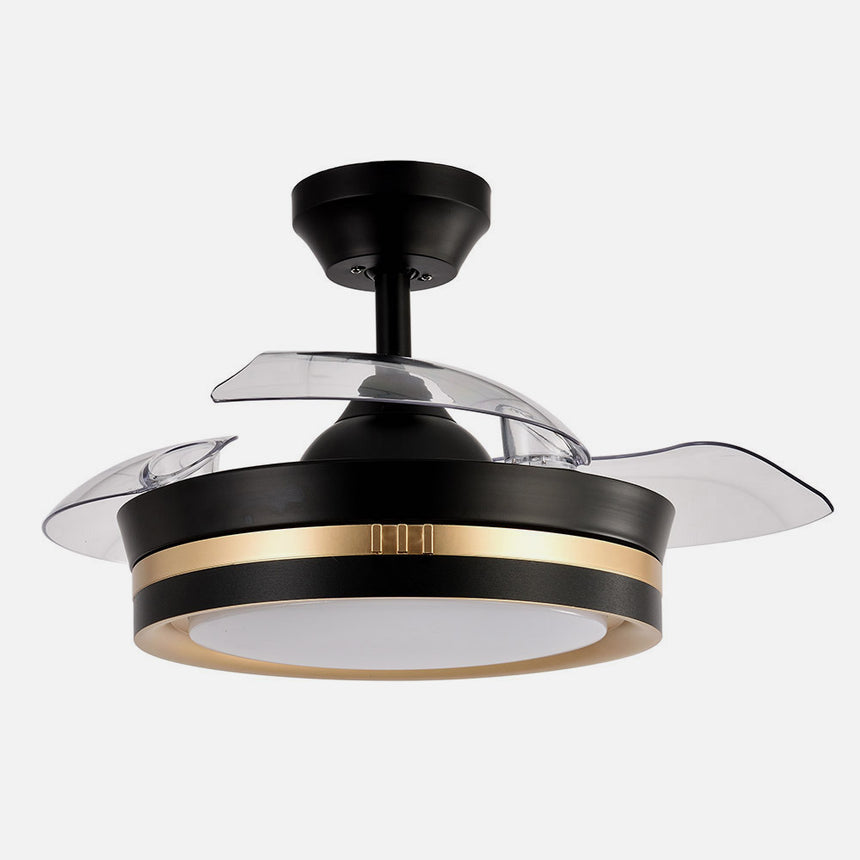 Ventilador de techo retráctil Fabrilamp Viper LED negro dorado 3 palas motor DC 3000-6000K Ø91cm 48W — vista 1