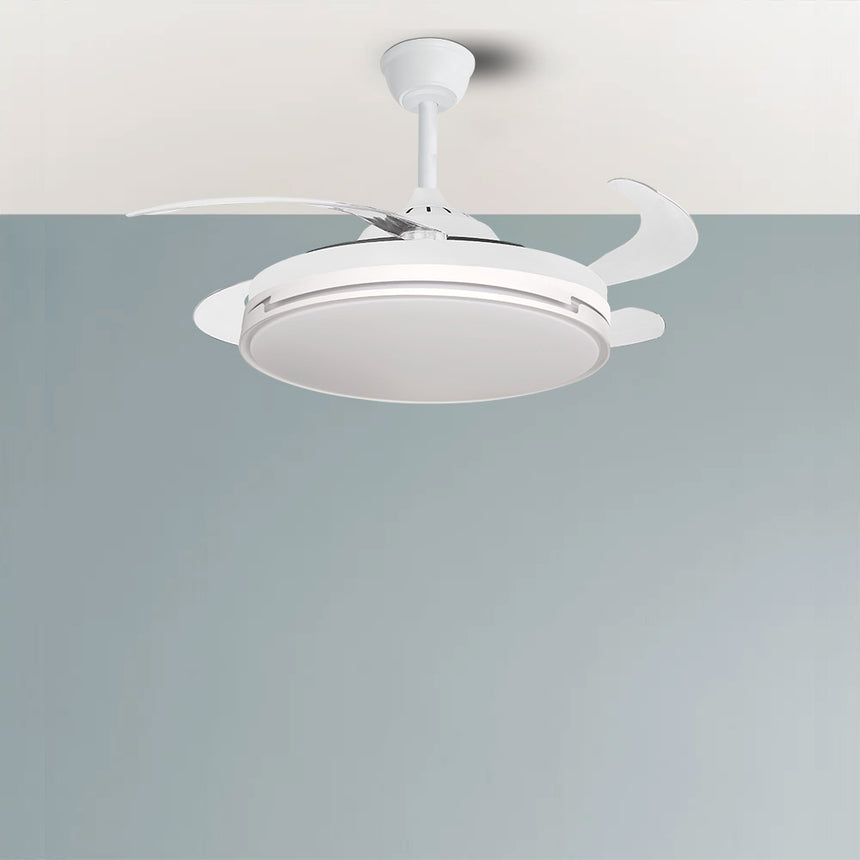 Ventilador de techo retráctil Fabrilamp Papiro LED blanco 4 palas motor DC 3000-6000K Ø107cm 59W — vista 3