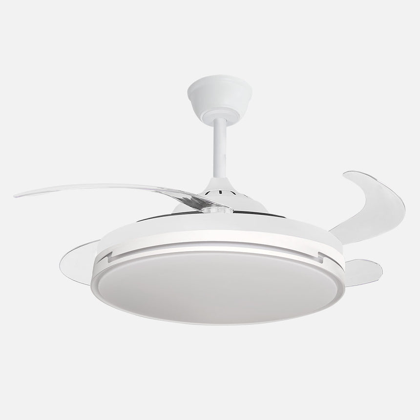 Ventilador de techo retráctil Fabrilamp Papiro LED blanco 4 palas motor DC 3000-6000K Ø107cm 59W — vista 1