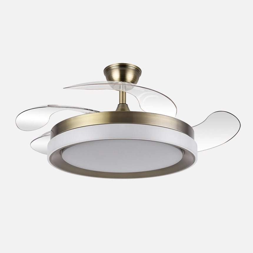 Ventilador de techo retráctil Fabrilamp Zenit LED cuero 4 palas motor DC 3000-6000K Ø107cm 59W — vista 1
