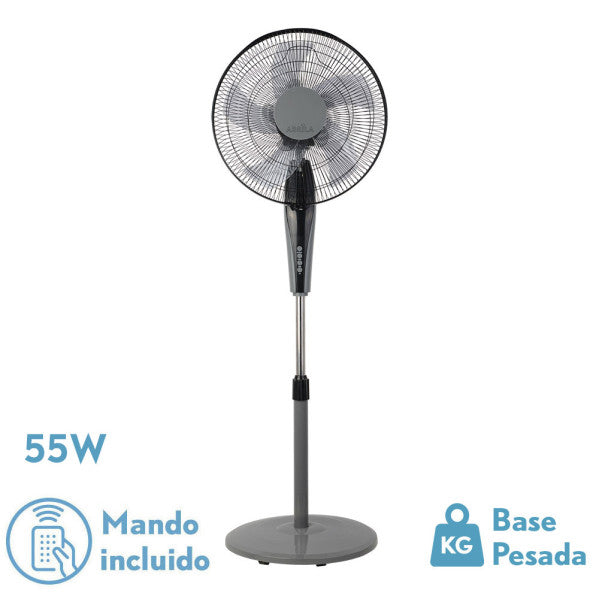 Ventilador de pie Fabrilamp Borlon negro gris 5 palas Ø43cm 213941028