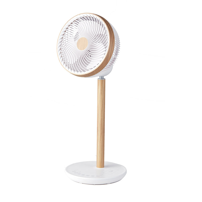 Ventilador de pie Fabrilamp Colibri blanco haya 3 palas motor DC — vista 1