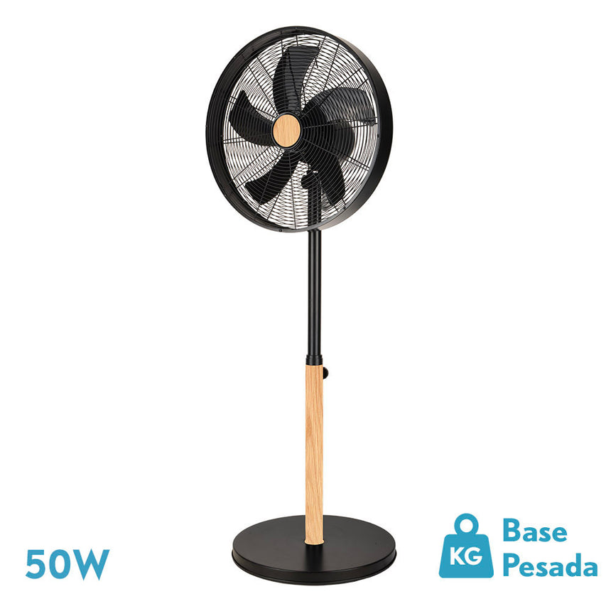 Ventilador de pie Fabrilamp Falcon negro haya 5 palas Ø45cm — vista 1