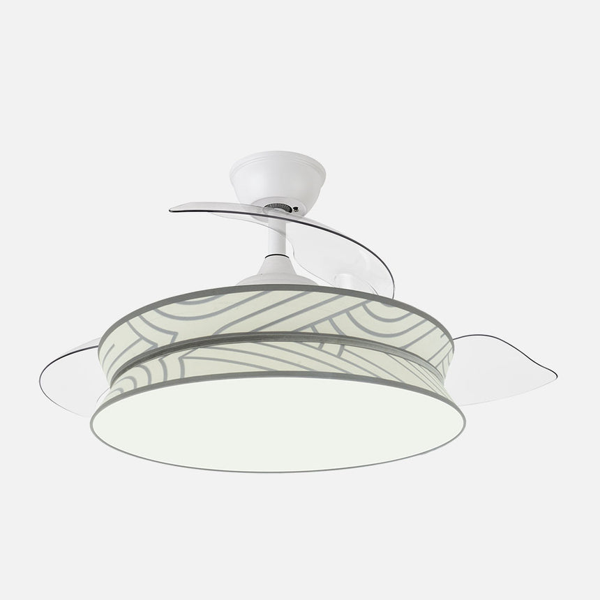 Ventilador de techo retráctil Fabrilamp Decor LED blanco plata 3 palas motor DC 3000-6000K Ø108cm — vista 1