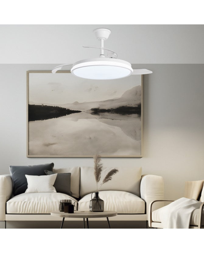 Ventilador de techo retráctil con luz AJP Dublin LED blanco 3 palas 3000-6500K Ø50cm 68W 16001