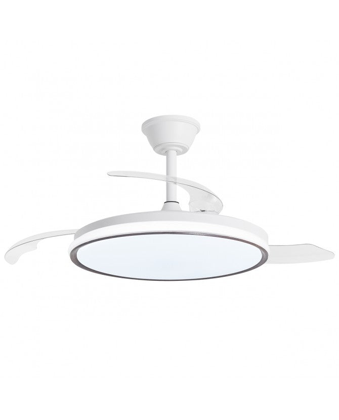 Ventilador de techo retráctil con luz AJP Dublin LED madera clara 3 palas 3000-6500K Ø50cm 68W 16003