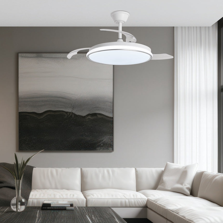 Ventilador de techo retráctil con luz AJP Dublin LED plata 3 palas 3000-6500K Ø50cm 68W 16002 — vista 2