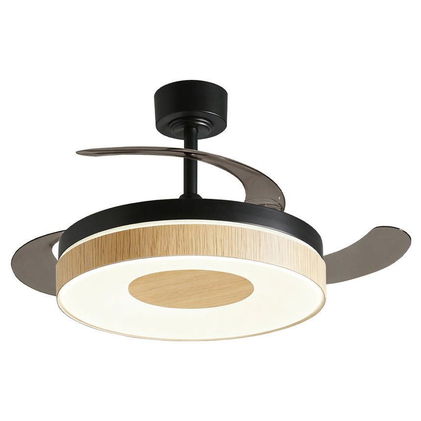 Ventilador de techo retráctil con luz AJP Duna LED blanco madera 3 palas 3000-6500K Ø50cm 50W 16052 — vista 1