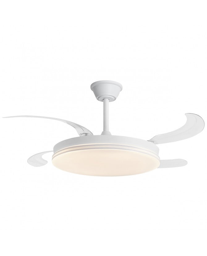 Ventilador de techo retráctil con luz AJP Ecos LED blanco 4 palas 3000-6500K Ø50cm 60W 11830