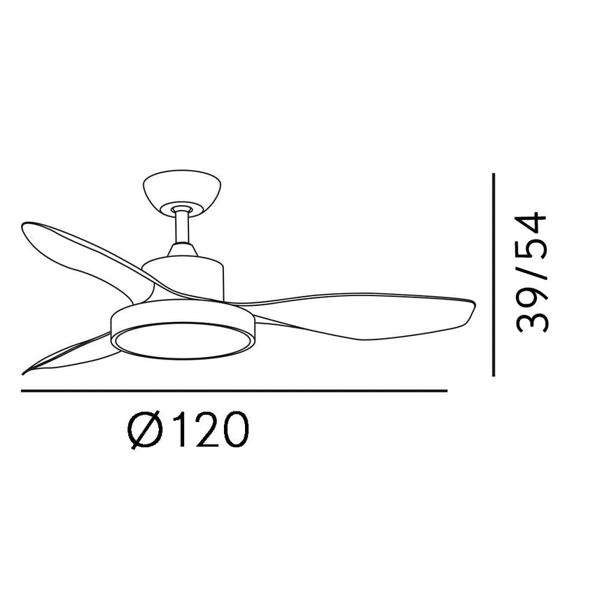 Ventilador de techo Fabrilamp Hayate LED blanco 3 palas motor DC 3000-6000K Ø120cm 48W — vista 4