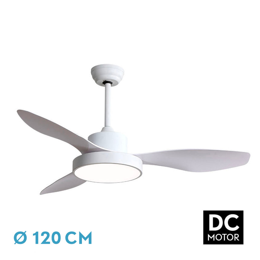 Ventilador de techo Fabrilamp Hayate LED blanco 3 palas motor DC 3000-6000K Ø120cm 48W — vista 1