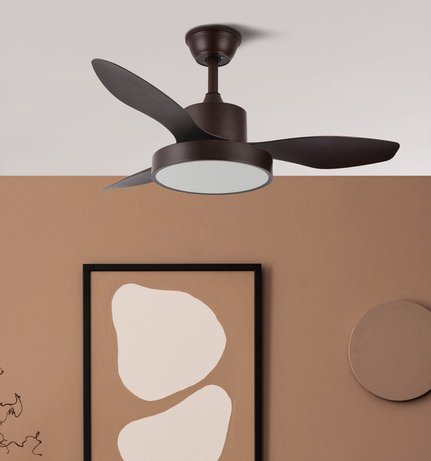Ventilador de techo Fabrilamp Hayate LED marrón 3 palas motor DC 3000-6000K Ø120cm 48W — vista 5