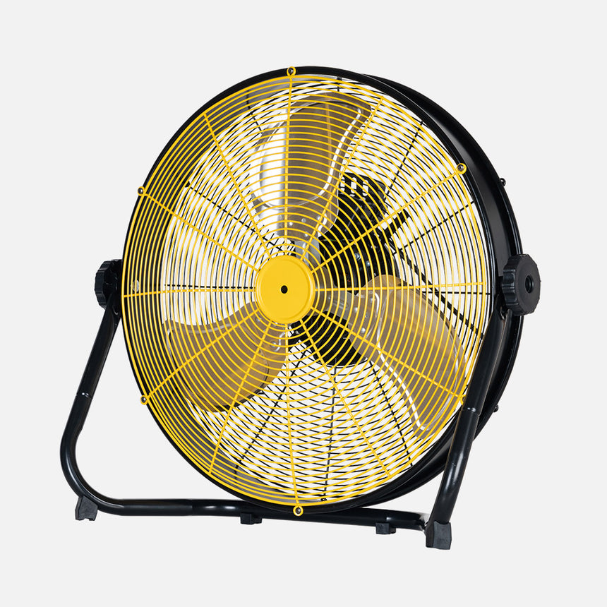 Ventilador de pie industrial Fabrilamp Mapache negro amarillo 3 palas — vista 2