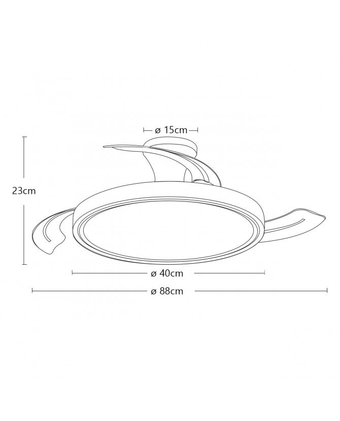 Ventilador de techo retráctil con luz AJP Kuper LED blanco 3 palas 3000-6500K Ø40cm 33W 16029