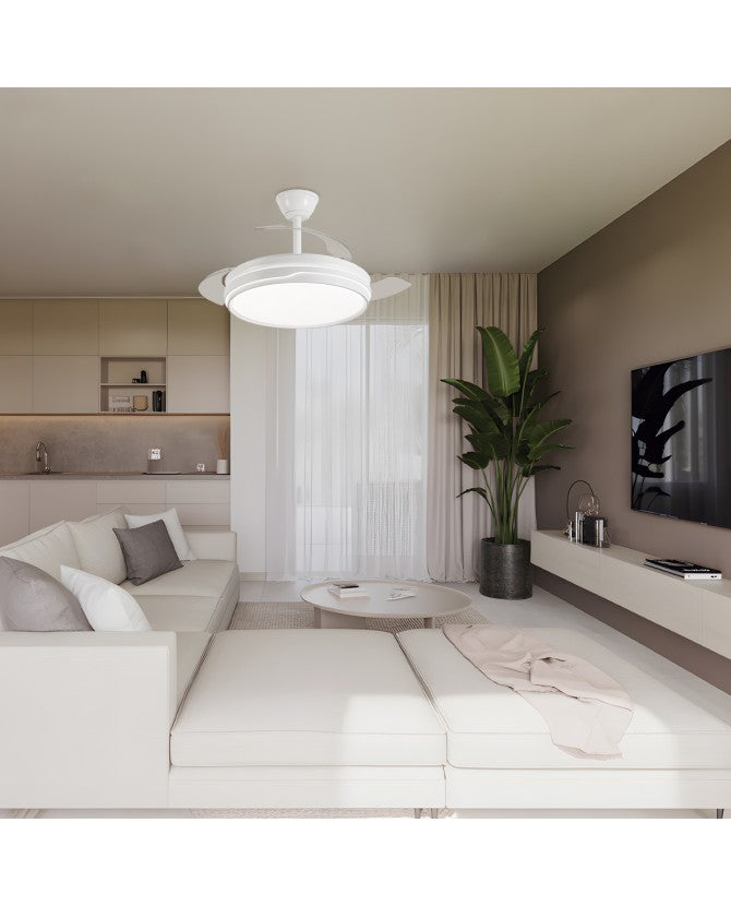 Ventilador de techo retráctil con luz AJP Lima LED blanco 3 palas 3000-6500K Ø50cm 50W 16007