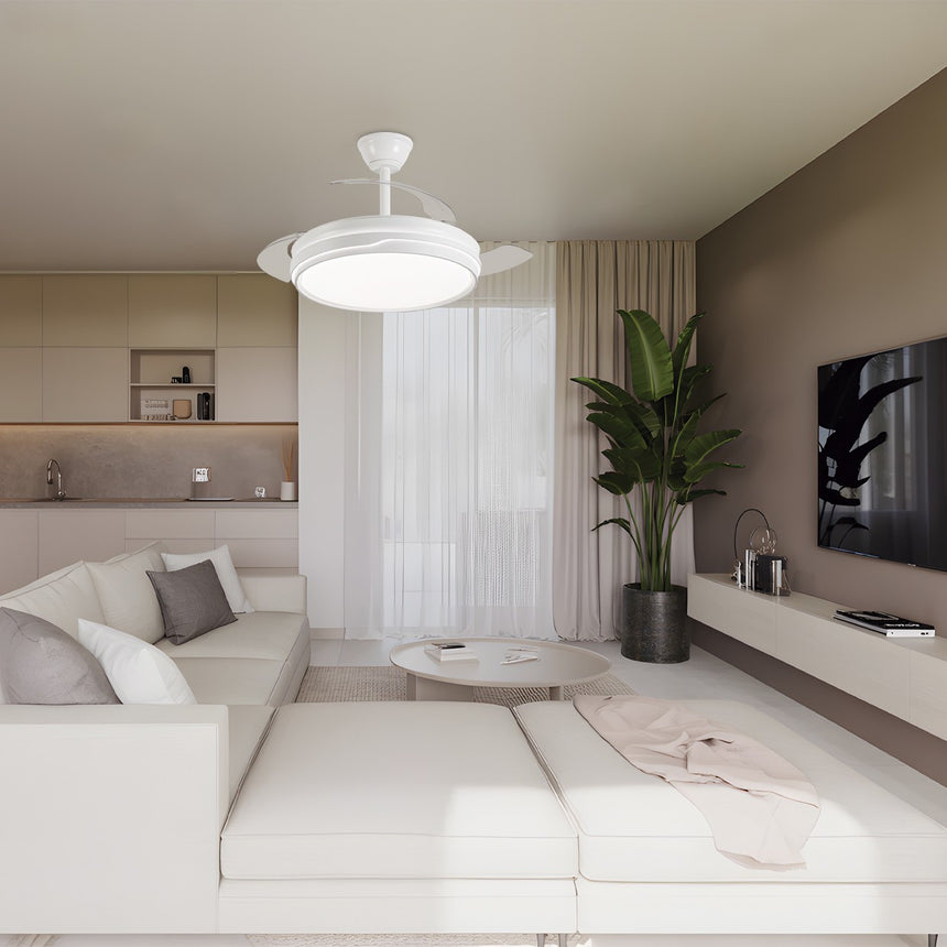 Ventilador de techo retráctil con luz AJP Lima LED blanco 3 palas 3000-6500K Ø50cm 50W 16007 — vista 2