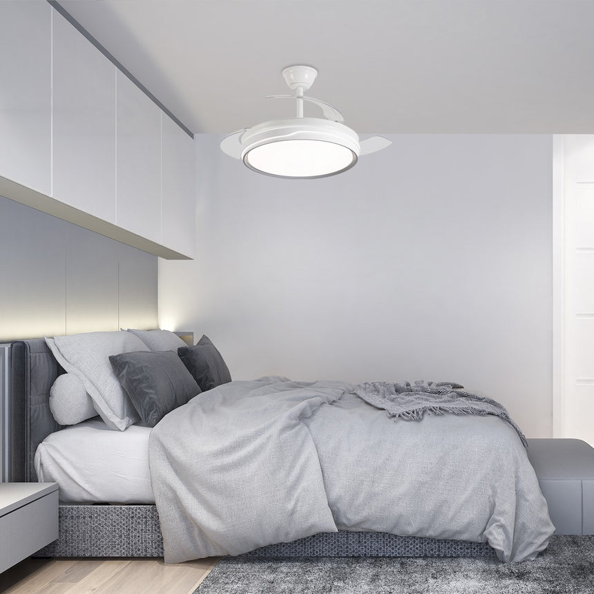 Ventilador de techo retráctil con luz AJP Lima LED blanco plata 3 palas 3000-6500K Ø50cm 50W 16009 — vista 2