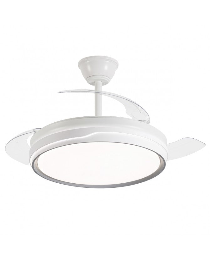 Ventilador de techo retráctil con luz AJP Lima LED blanco dorado 3 palas 3000-6500K Ø50cm 50W 16008