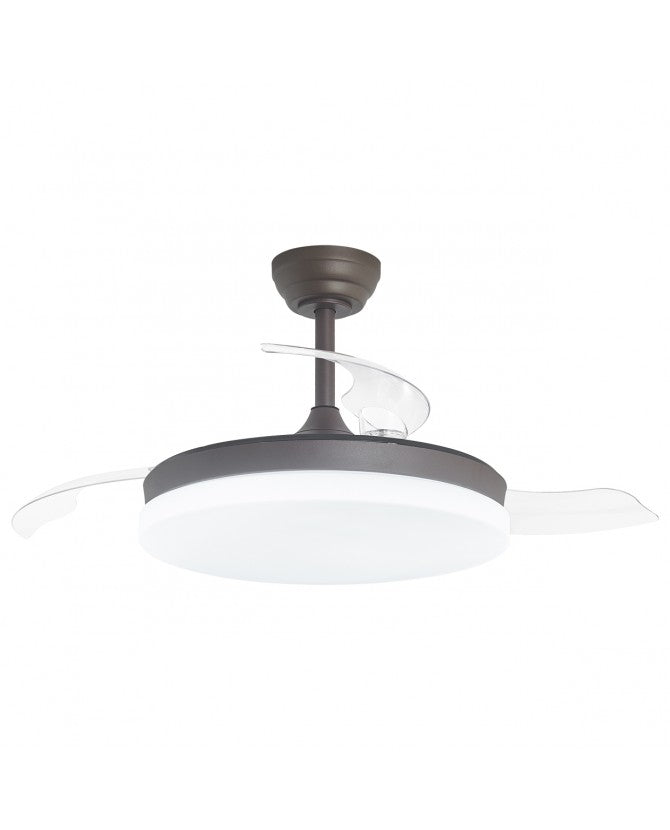 Ventilador de techo retráctil con luz AJP Malta LED café 3 palas 3000-6500K Ø50cm 68W 16006