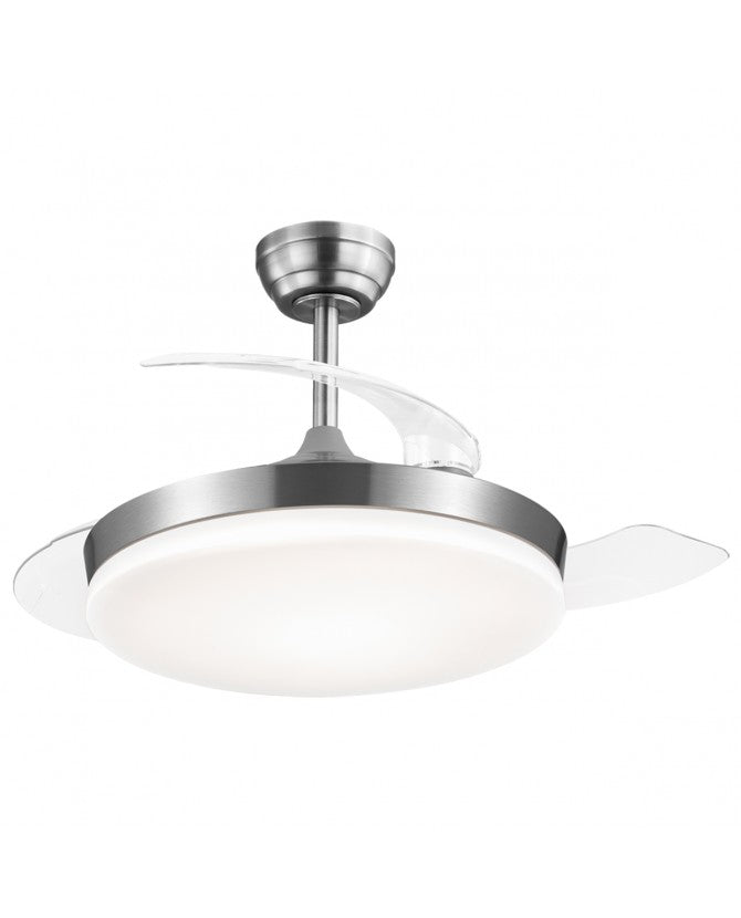 Ventilador de techo retráctil con luz AJP Malta LED cuero 3 palas 3000-6500K Ø50cm 54W 11531