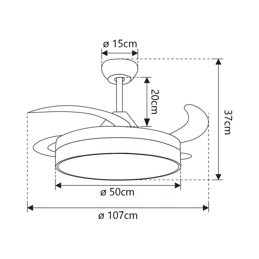 Ventilador de techo retráctil con luz AJP Malta LED níquel satinado 3 palas 3000-6500K Ø50cm 54W 11532 — vista 6